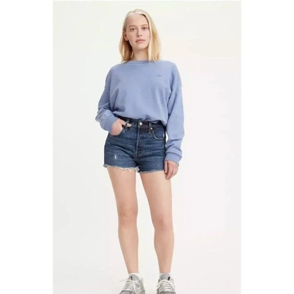LEVI'S 501® ORIGINAL FIT HIGH RISE WOMEN'S SHORTS  24 Salsa Destiny DARK WASH - Picture 1 of 9